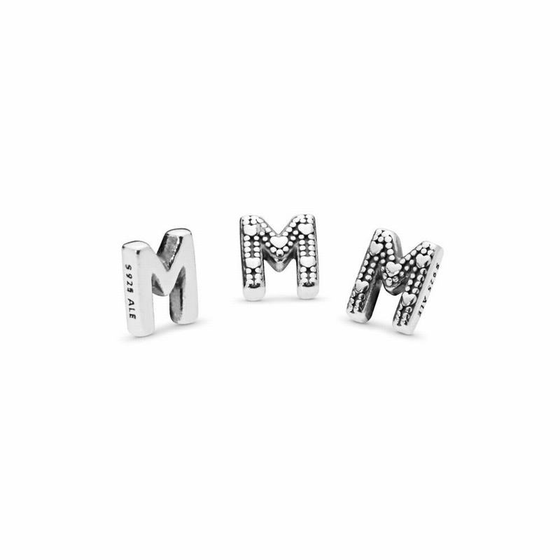 Pandora Letter M Petite Locket Charm Silver Egypt PS2108956